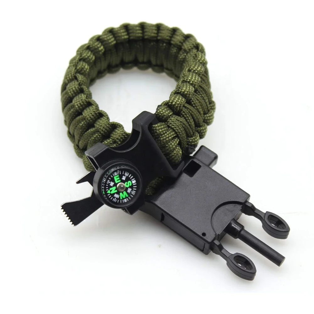 Camping Survival Paracord 550 Strap Wrist Fishing Kit inside Braided Bracelet