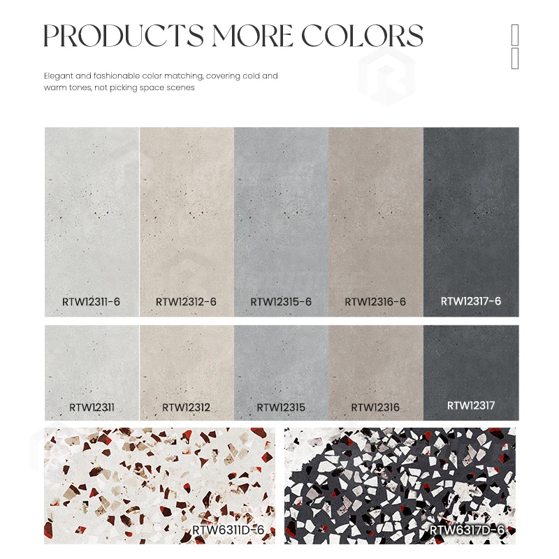 60x60 Faux Rustic Cement Interior Tile Porcelain Floor Grey Terrazzo for Kitchen Floor and Wall