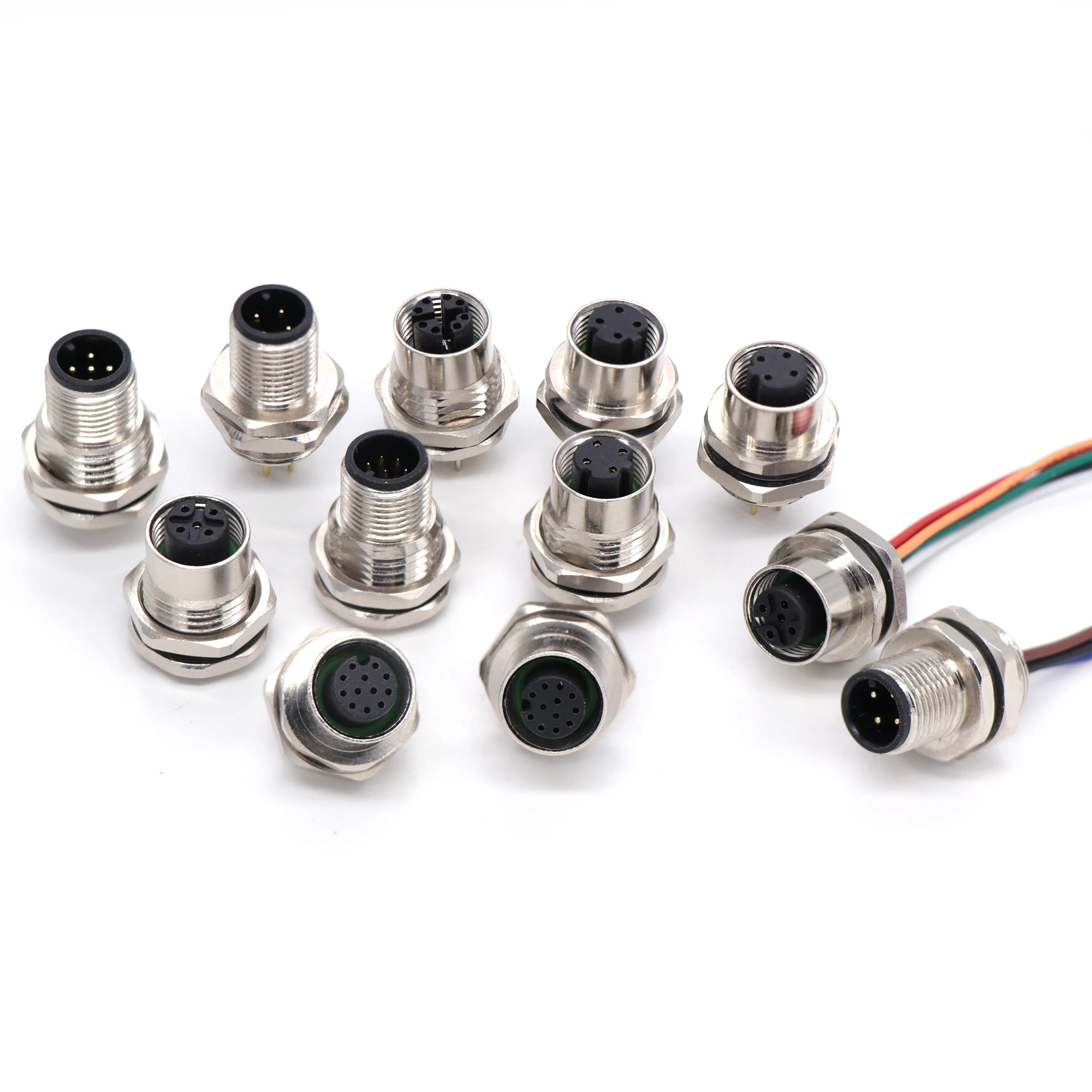 2 3 4 5 6 8 12 17 pin A B D код мужской женский водонепроницаемый кабель IP67 формовочная прямая сигнальная Панель Крепление M5 M8 M12 разъем