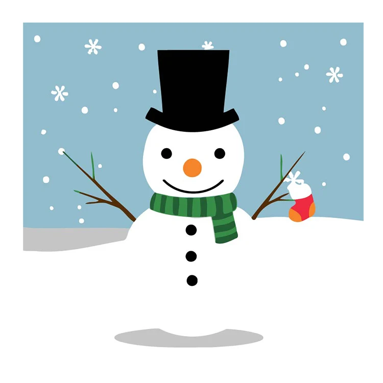 20x20cm Kids Acrylic Paints by Number Sets Framed Diy Lovely Snowman Painting by Numbers Kits for kids 6-8