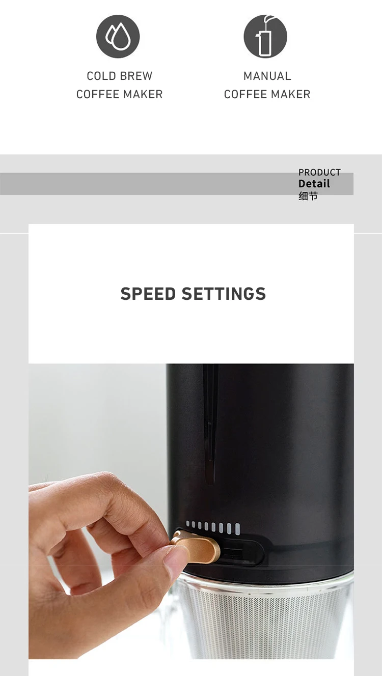 Iced Coffee Maker Portable Glass Bottle Cold Brew Coffee Maker