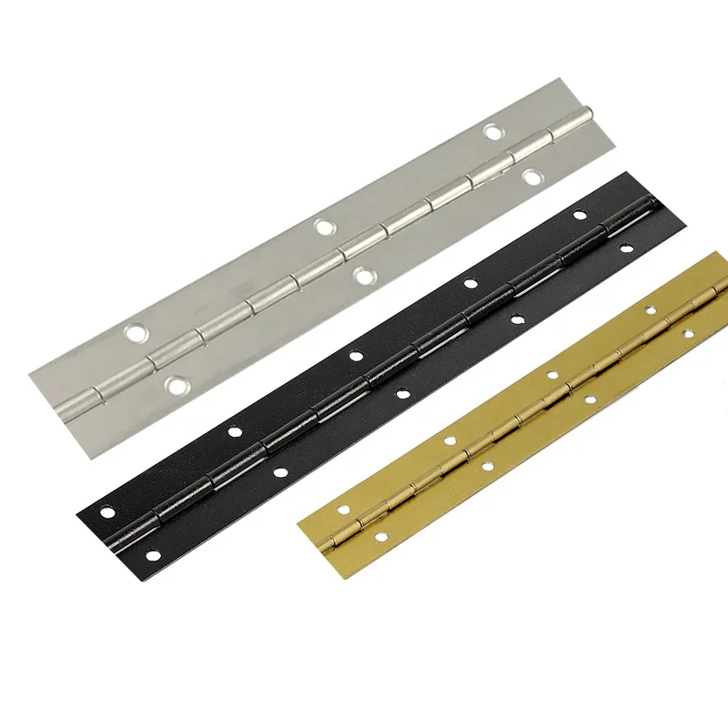 black continuous metal long piano hinges
