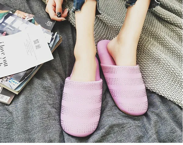 High quality unique water drill design men and women indoor and outdoor anti-slippery thermal cotton slippers