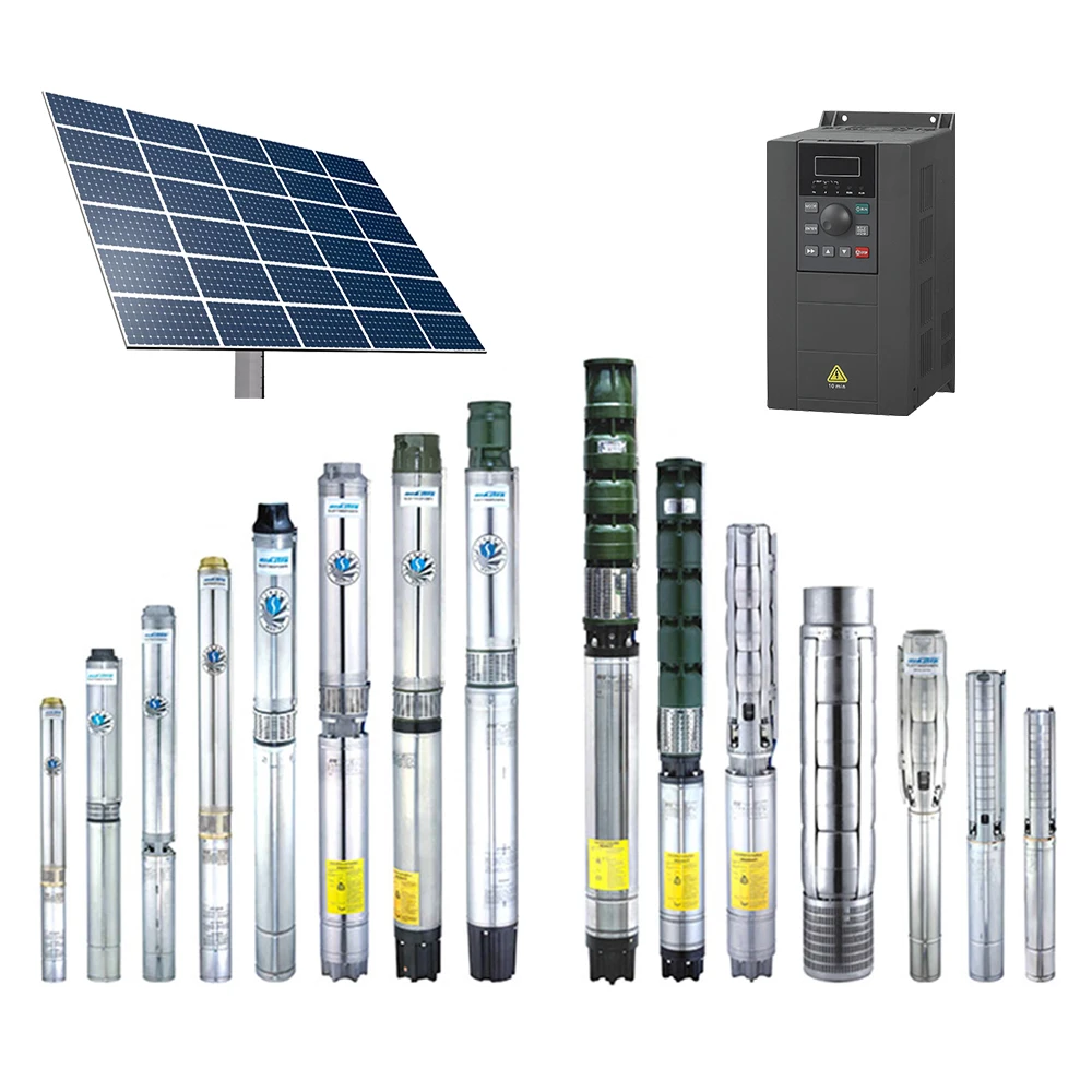Max 700m head agricultural irrigation solar pump system AC DC Solar Water Submerge Pump for borehole deep well