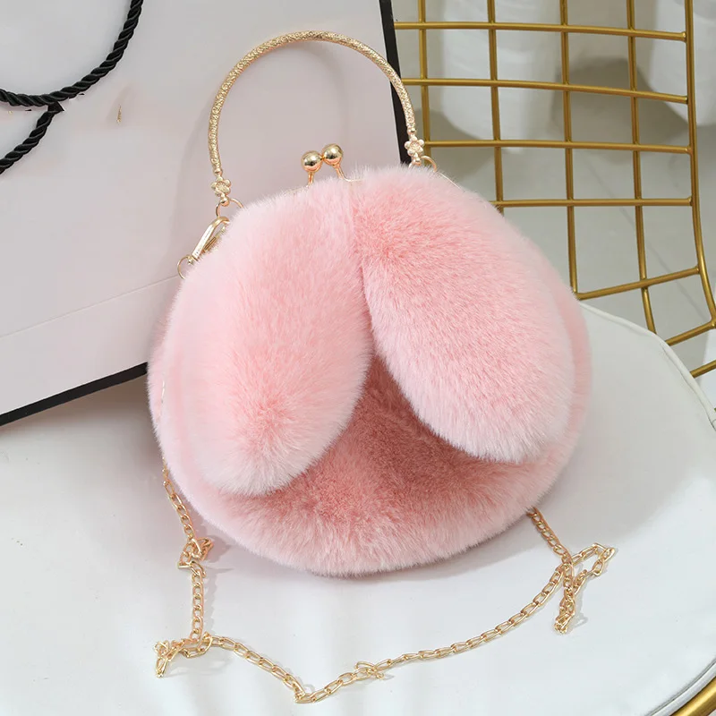 New Rabbit Ear Single Shoulder bag Cross body Plush Bag Leather Chain Fashion Bag