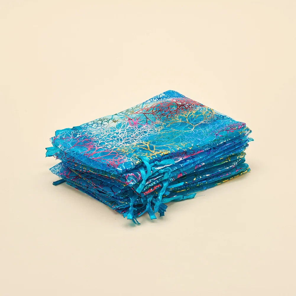 Hot wholesale gift candy packaging  bag hot stamping foil drawstring jewelry Organza Bag