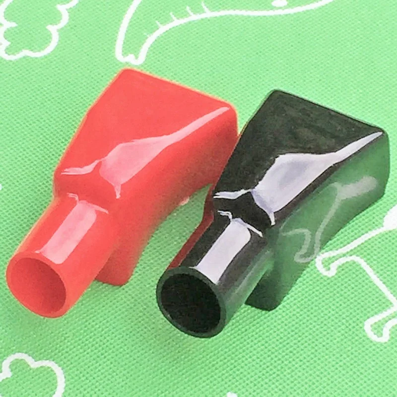 B 006 Car Battery Terminal Cover Black Red PVC Soft Plastic Insulation Boot Sleeve Pair