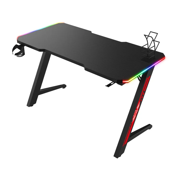 Factory Wholesale Z Shaped RGB Gaming Desk For PC Modern Computer Desk Office Gaming Desk with Led