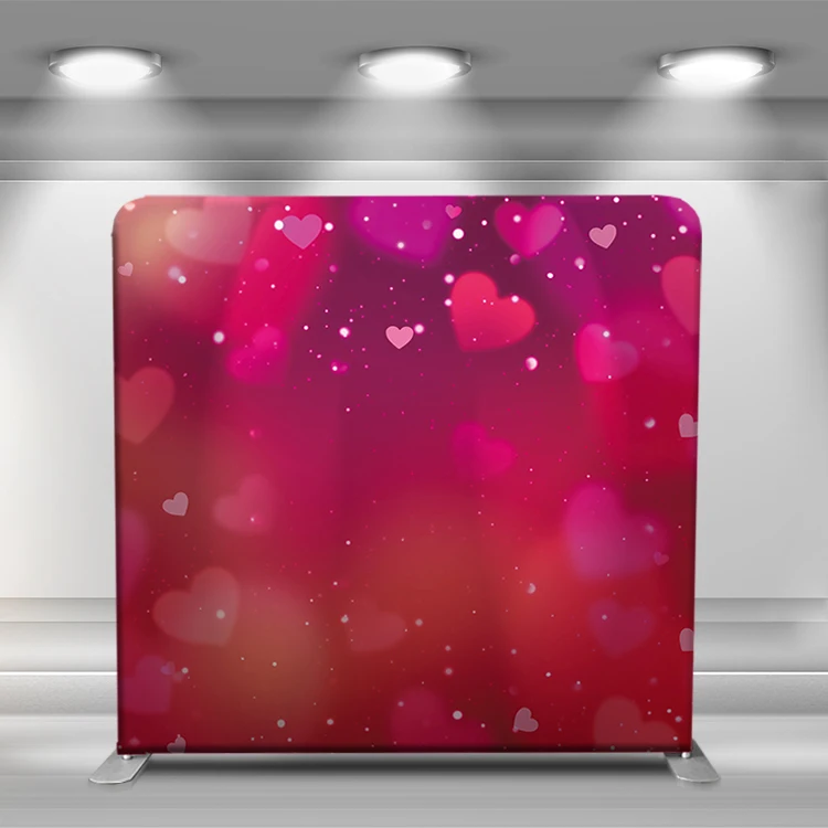 Portable aluminum tube stand custom double side tension fabric party wedding wall pillow case cover photo booth backdrop