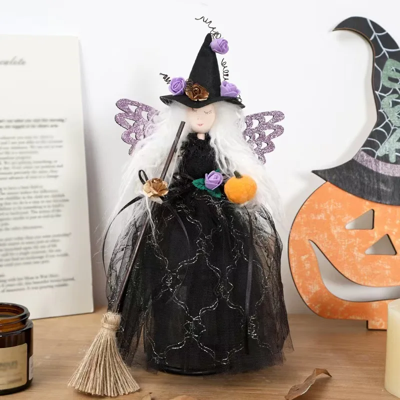 Hot Selling Halloween Cute Witch Dolls Tabletop Decoration for Home Decorative Treetop Star