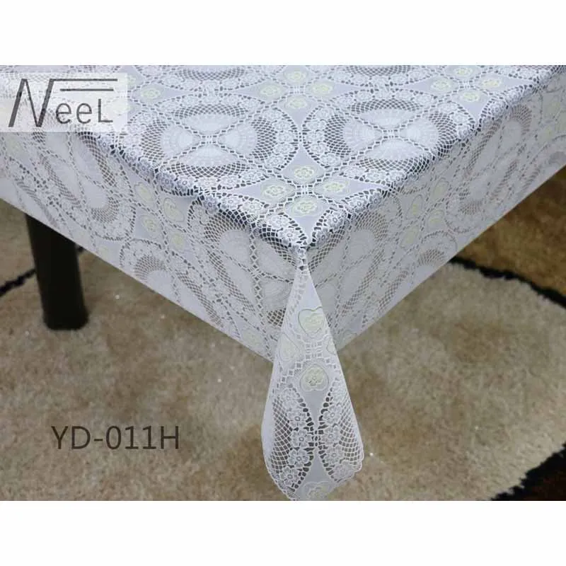 Wholesale high quality Embroidery White Table Cloth With Lace Table Clothes