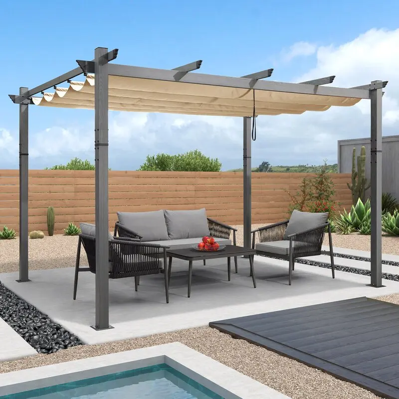 100% Waterproof Pergola Leisure Garden Motorized Louvered Roof Aluminium Gazebo Outdoor Aluminum Pergola Parts