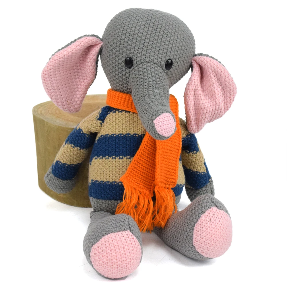 New Fabric Stuffed Animal Toy Dolls Horse Elephant Deer Bunny Bear Pig Animal Crochet Woven Doll