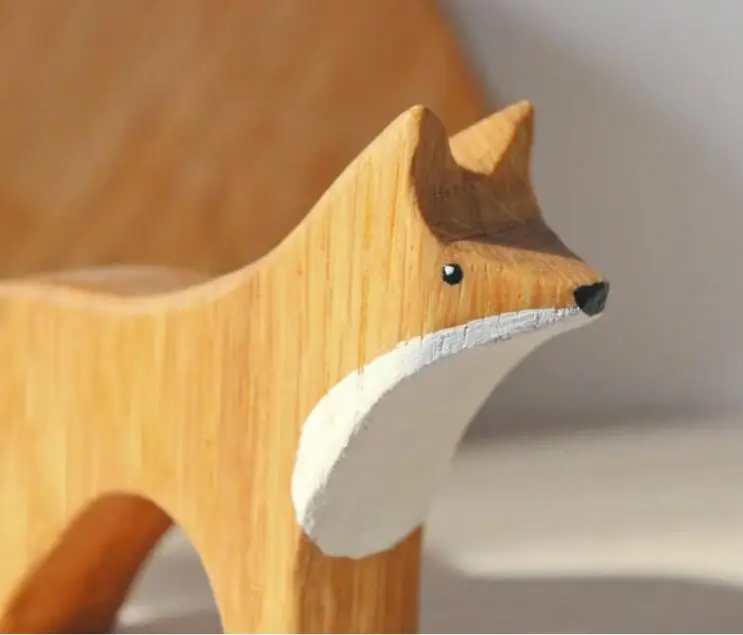 Wooden Forest animals set Educational Wardorf toys bear hare fox animal toy set