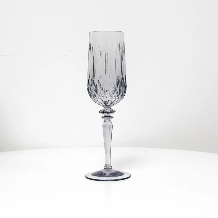 Blue Red wine flutes long champ plastic wine glasses kitchen bar craft plastic crystal goblet