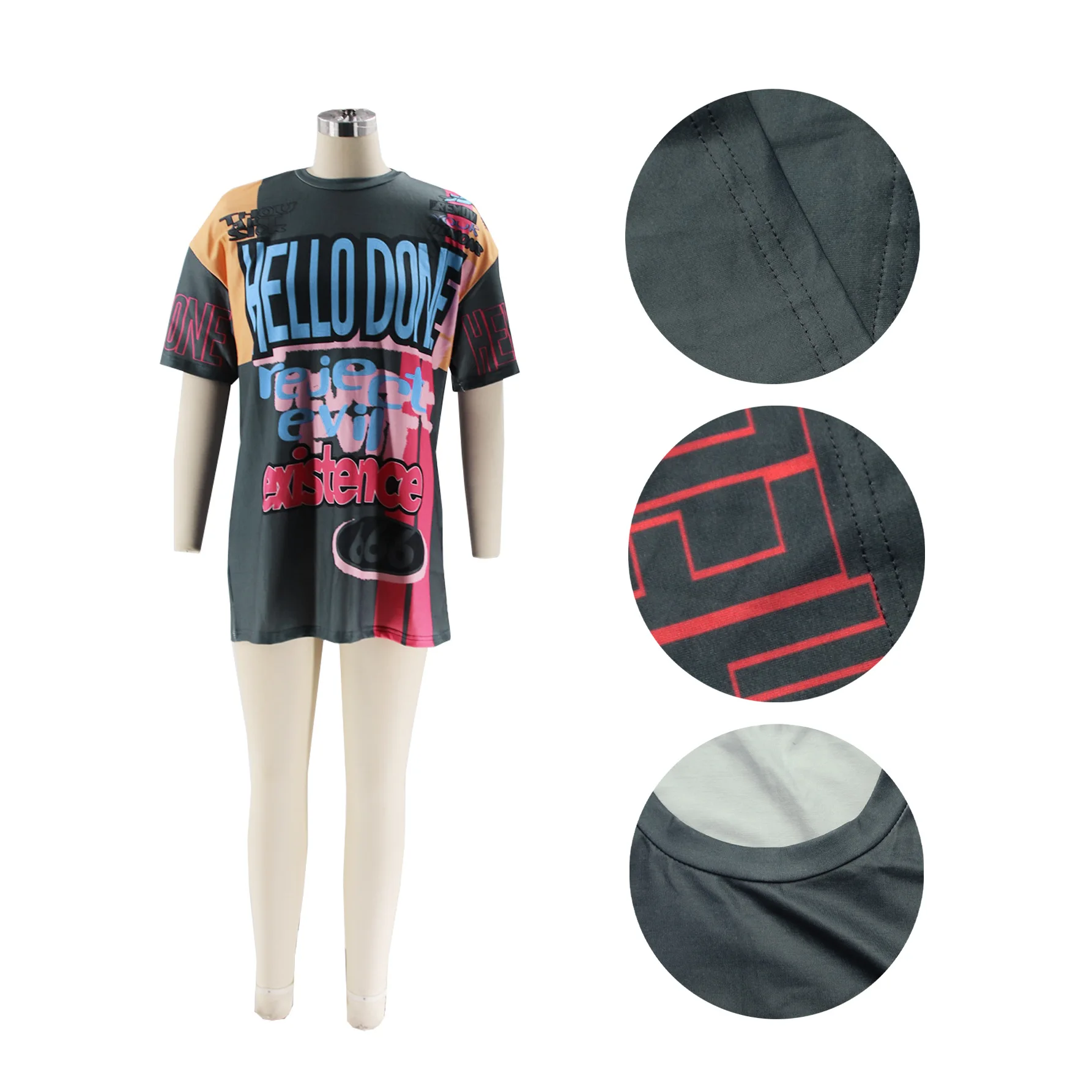 OJW090555 New design Modal Fabric graphic T Shirts Women Plus Size pink Cut Open Shirt made in China