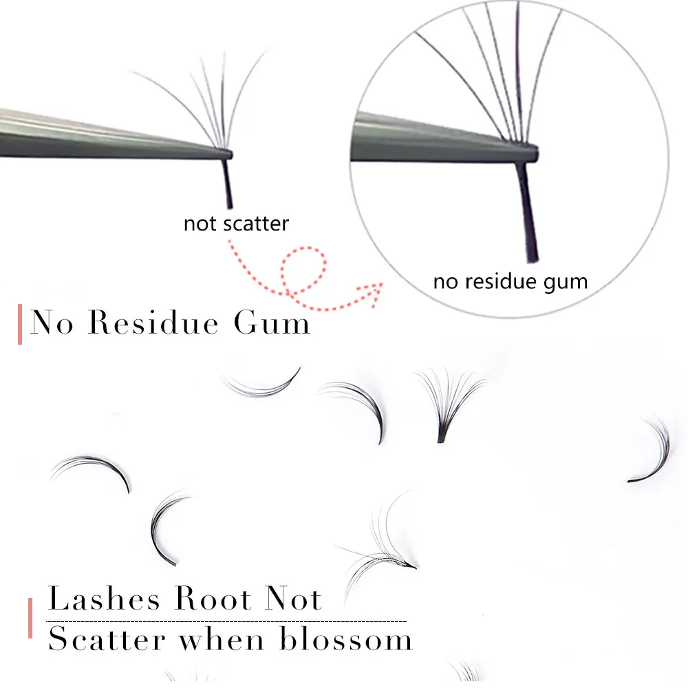 Yelix Profession Premium Pbt Fiber Handmade Lashes 3D .03/.05/.07 Volume Easy Auto Fan Lash Bloom Lashessh Extension