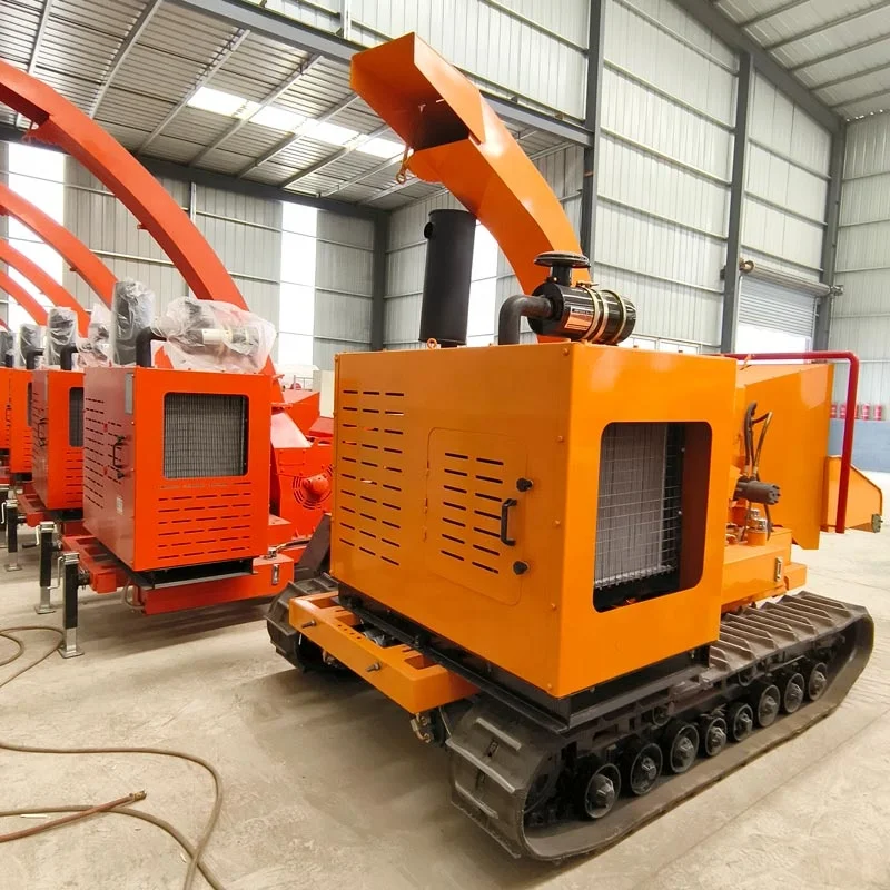 High Performance Mobile Crawler Type Branch Roots Bamboo Tung Shredder Machine Garden Shrub Dry And Wet Wood Shredder Machine
