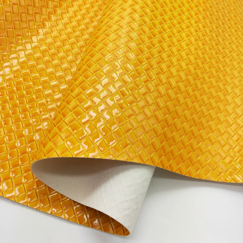 New PVC Weave pattern Emboss Vintage Two-tone color Knitting Artificial Faux Leather Fabric for Shoe, Jewel Pack, bag, Luggage,