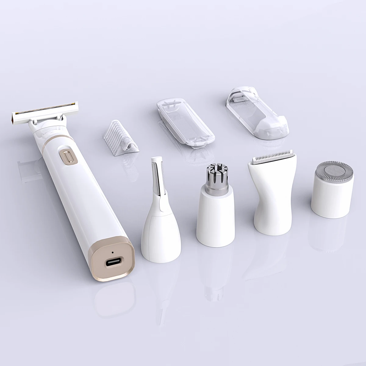 5 in 1 rechargeable electric women grooming kit hair removal razor lady body bikini shaver with facial , nose , eyebrow trimmer