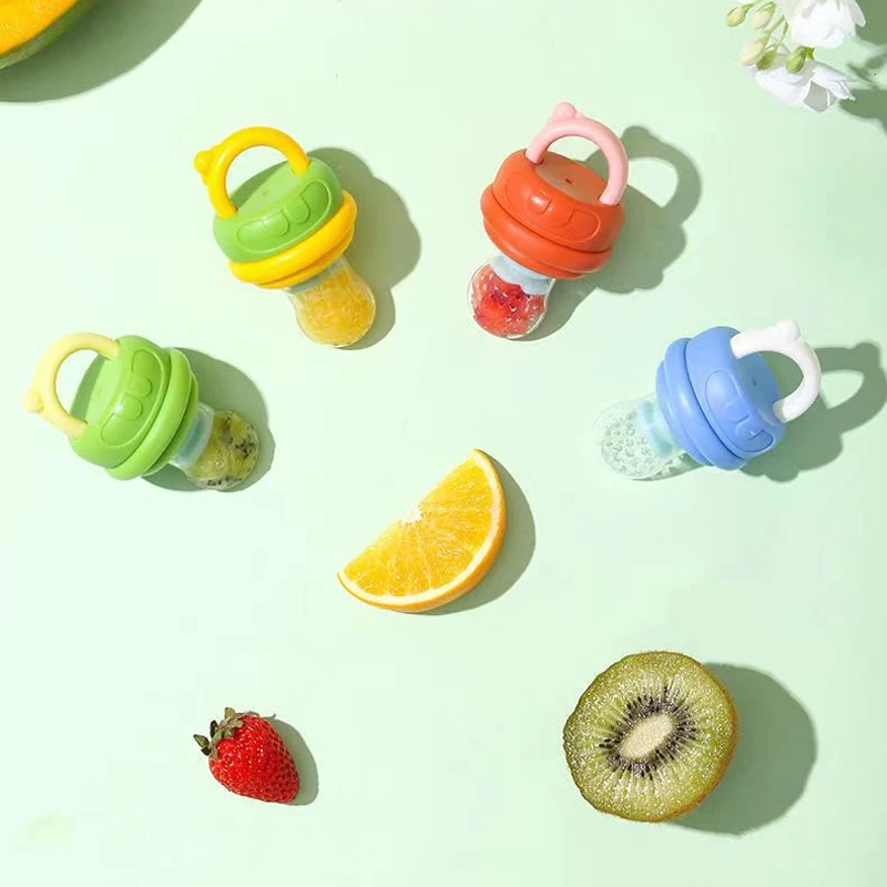 New Design Small-Mouth Fruit Puree Pacifiers Infant Fresh Feeder with Teething Nipples Made From Silicone Baby Feeding Set