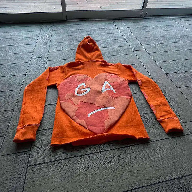 Clothing manufacturer crop cut edge blanks hoodies sweatshirt vintage custom puff print oversized no raw hem cropped hoodie men