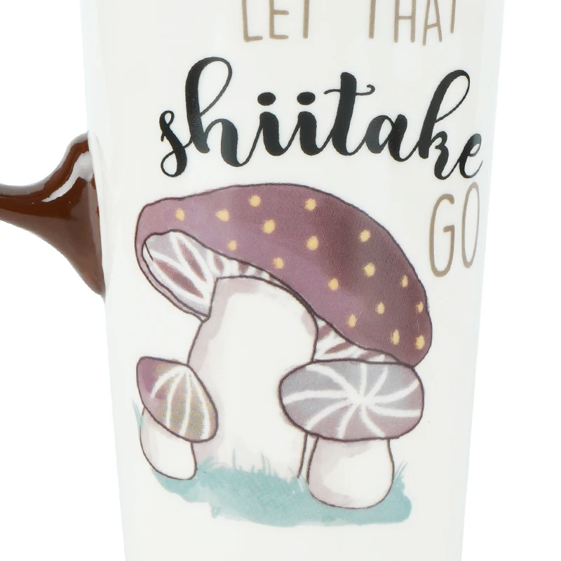 17oz Mushroom Tall Ceramic Travel Mug with Sealed Lid and Handle