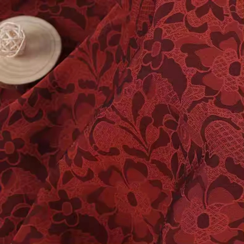 High Quality Two-Color Lily Pattern Satin Jacquard Fabric for Lining Bag National Tide Horse Face Skirt