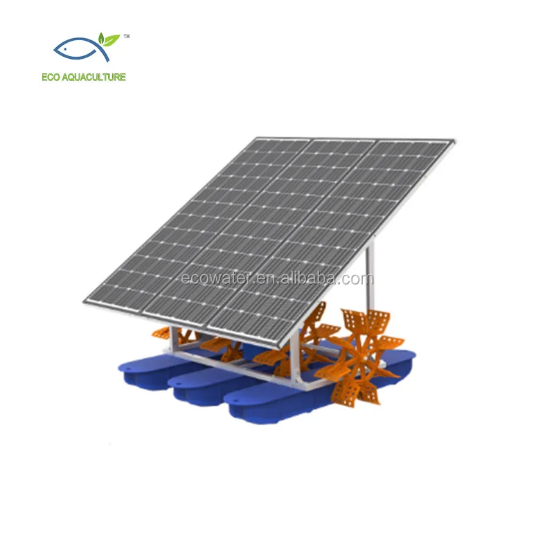 Ecoaquaculture  solar paddle wheel aerator dc solar water oxygenator aerator for fish pond solar powered impeller paddle wheel a