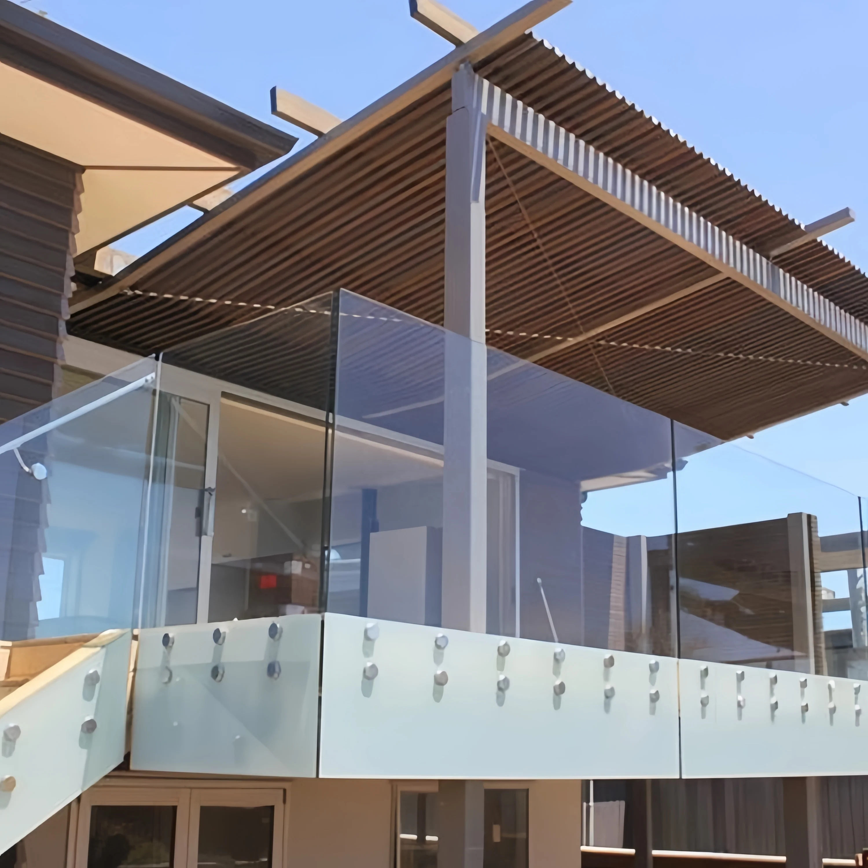 Customized American Tempered Glass Railing For Interior Stair Aluminium Channel Glass Railing Balustrade Stairs Fence for sale