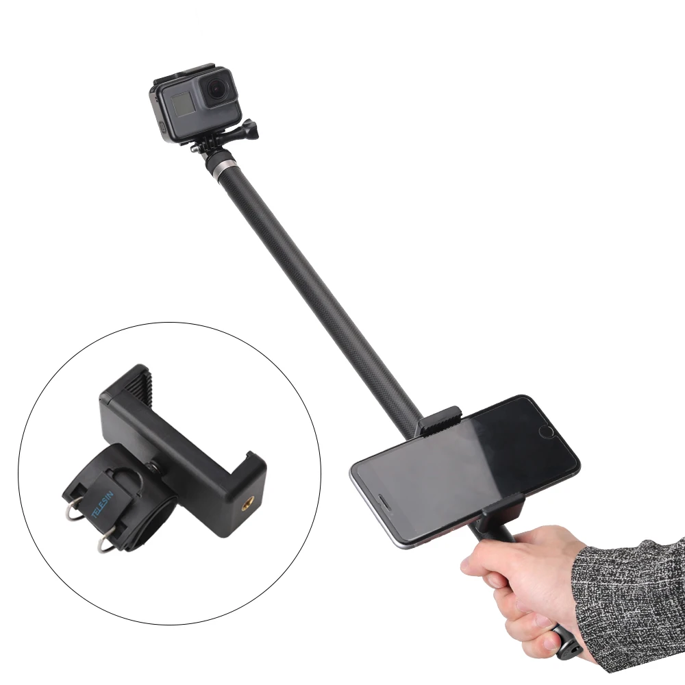 Hot selling GoPros Monopod 2.7M Long Selfie Stick Carbon Fiber Extendable Handheld Monopod Pole for GoPro cameras