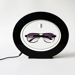 Wholesale Direct Prices Oval Shape Black White Red Rotating Magnetic Levitation Acrylic Glasses Display Stand with Led Light