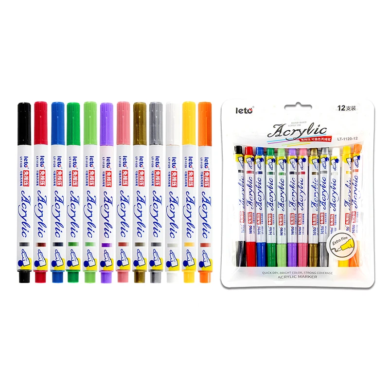 High Quality 6 Color Nylon Nib Paint Marker Set Custom Logo Water Based Ink Color Acrylic Pens for Glass Porcelain