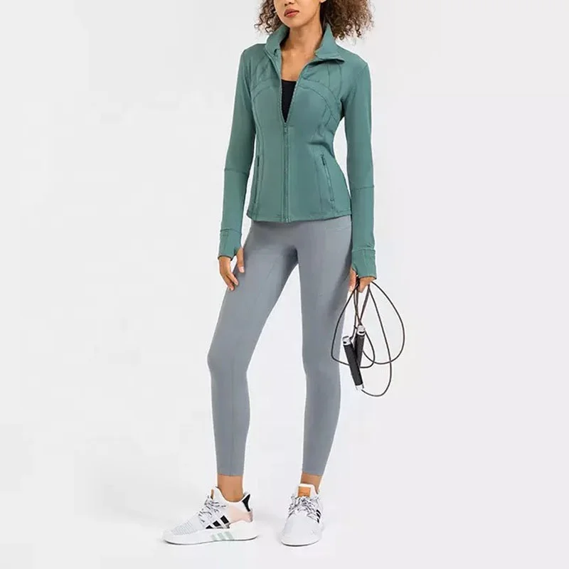 Hot Sale Zip Long Sleeve Yoga Jackets Plus Size Sports Yoga Tops Womens Running Coat Workout Wear Gym Fitness Sportswear Apparel