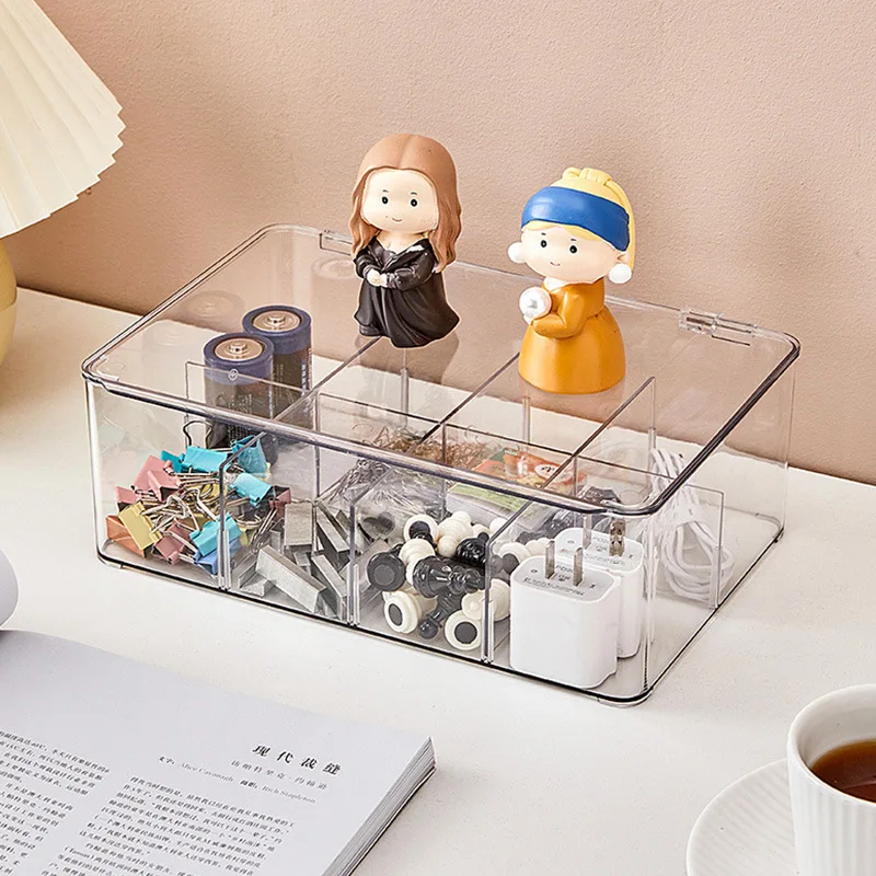 Onsin custom tea bag 8 compartments acrylic storage box organizer box with handle lid coffee dry foods beans storage container