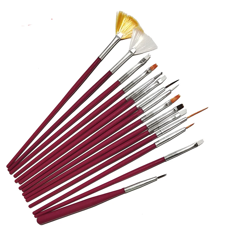 Professional Factory Price 15pcs/set 3D Paint Dot Draw Pen Nail Brushes Sets Manicure Painting Pen Nail Art Brush Set