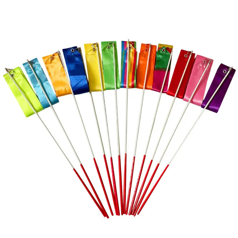 Factory 6M Length 49CM Pink Handle Colorful Rhythmic Artistic Gymnastics Dance Ribbons For Adult Kids