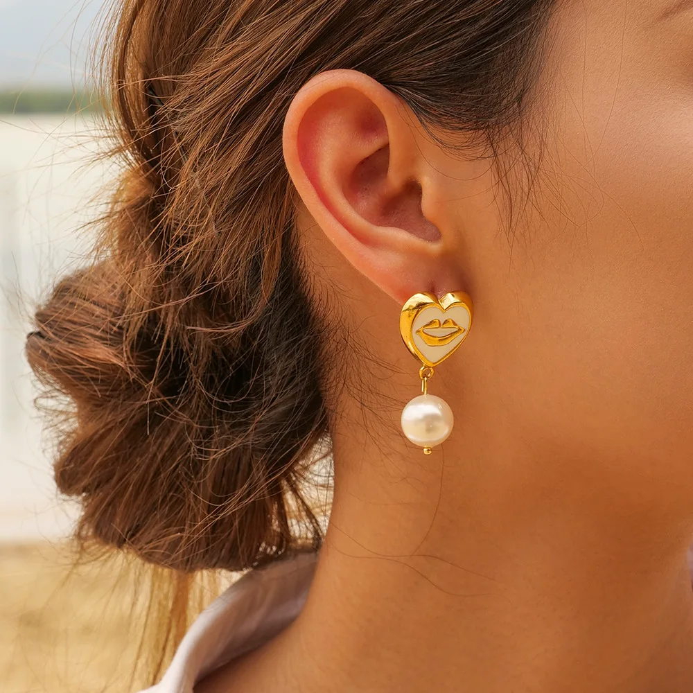 Fashion Jewelry Lip Earrings Stainless Steel Earrings Gold Plated Custom Jewelry for Women Aretes acero inoxidable por mayor