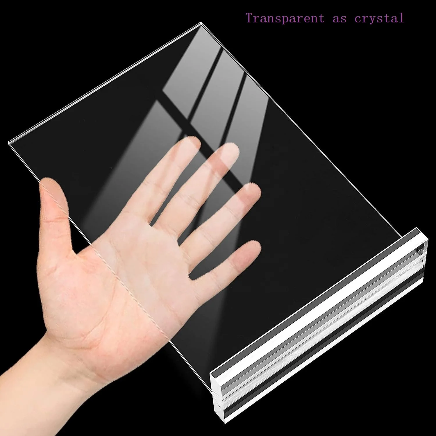 Triangular Groove Design Desktop Clear Acrylic Sign Holder Stand