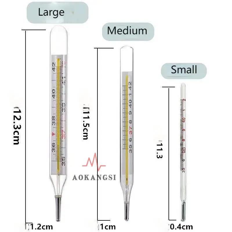 Good B quality large medium size glass oral armpit mercury free thermometer fever temperature thermometer with cheap price