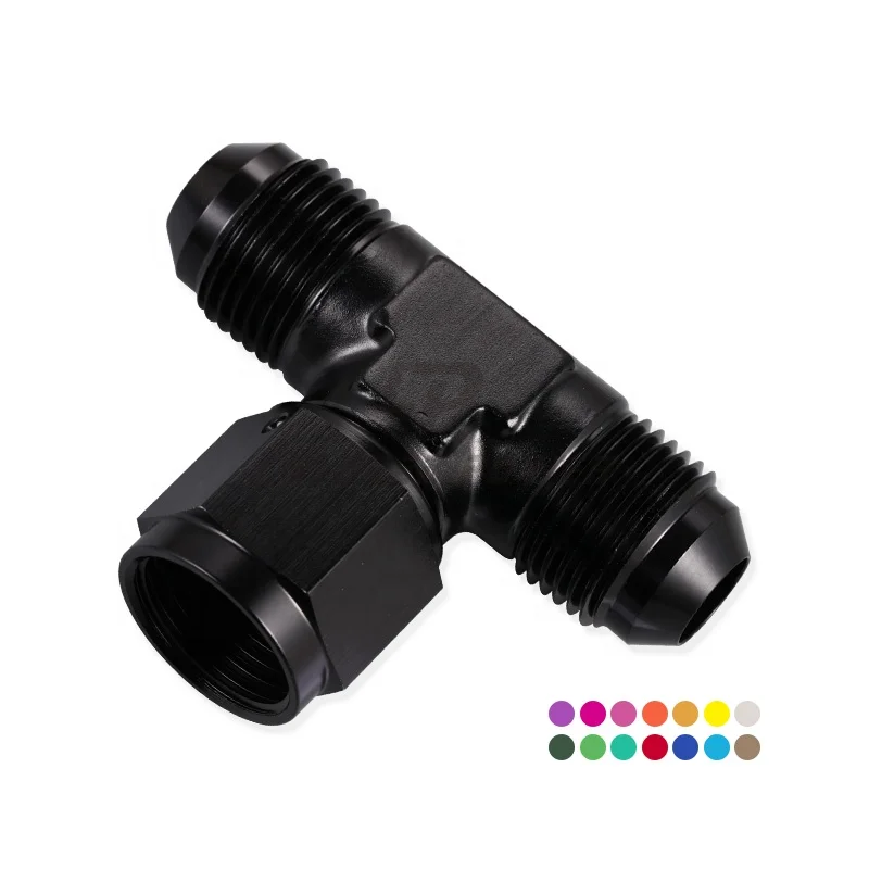 Aluminum Alloy Forged Male 4AN -6 AN AN8 Dash 10 Tee Adapter Fitting with Female Swivel on Side