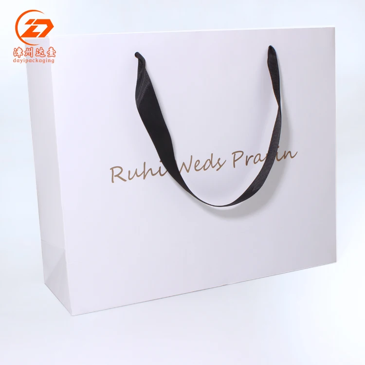 Cosmetic Bags Hot Sale Rose Gold Clothing Paper With Ribbon Holographic Shopping Wedding Bag Gift