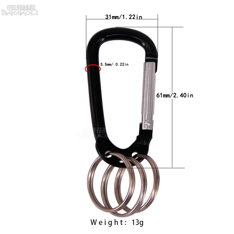 6 D aluminium alloy Sping carabiner hooks