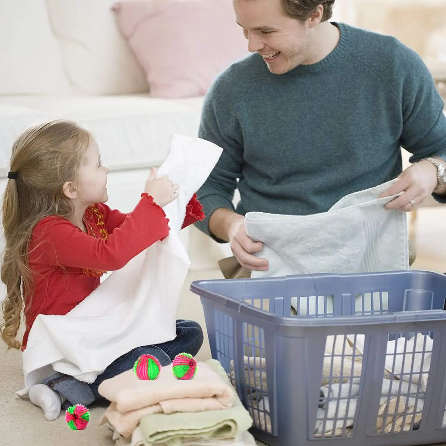 Pet Hair Remover Non-Toxic Reusable Washer Long Washing Machine 12 Packs Laundry Dryer Balls Packing Bag