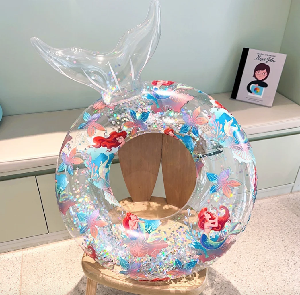 Summer Mermaid Tail Confetti Sequin Inflatable Pool Floats Swim Ring for Adults Swimming Pool Beach Party Water Toys