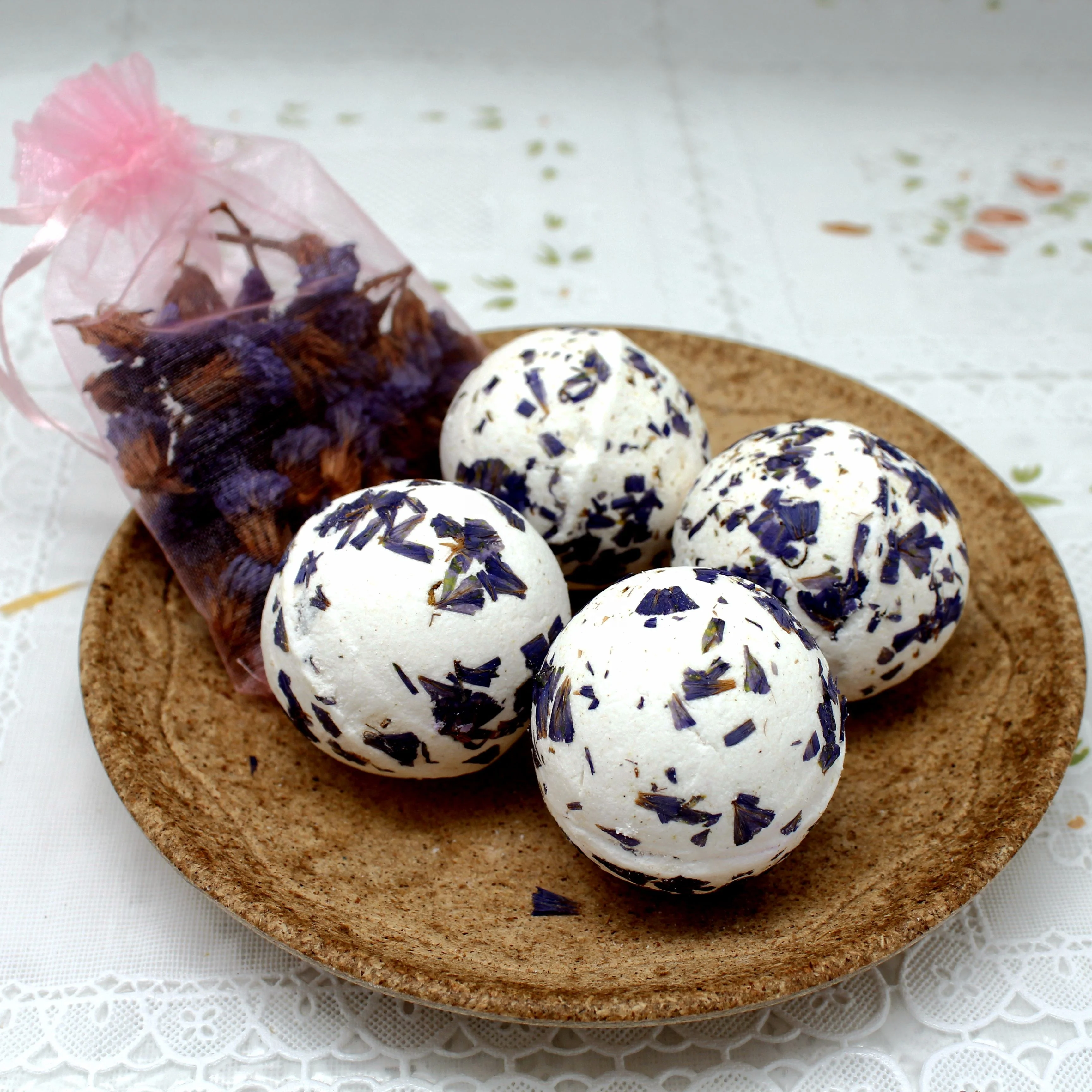 40g handmade lavender  dry flower bath bomb organic natural foot bath bomb gift set