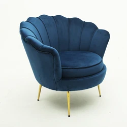Modern Velvet Fabric Upholstered Leisure Shell Sofa Set With Brass Leg For Hotel Living Room Furniture