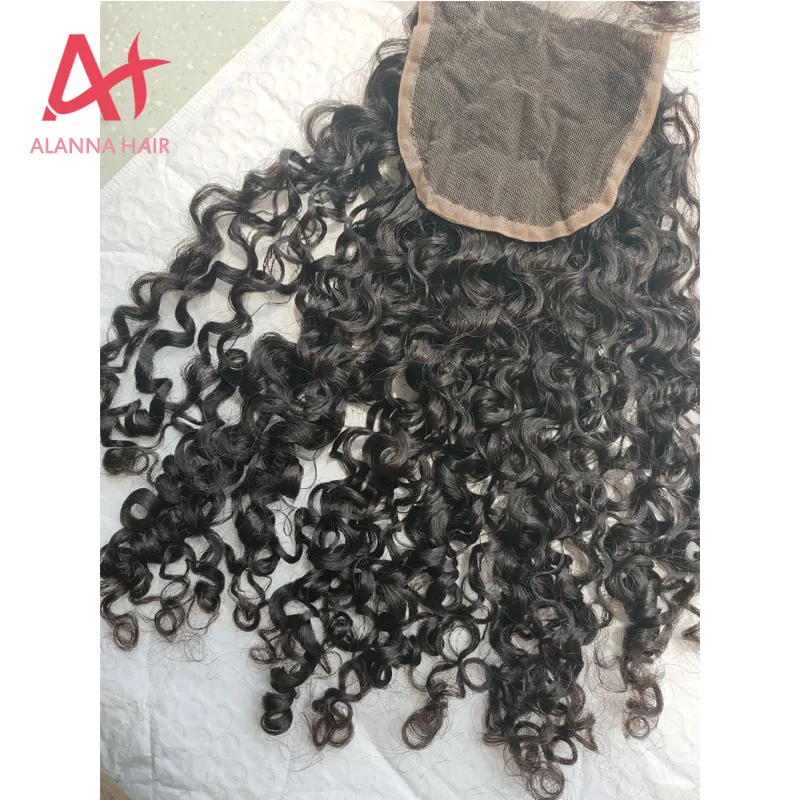 Hot Selling Top Grade 10A Virgin Human Raw Cambodian Soft Kinky Curly Hair Swiss Lace Closure 4 By 4 With Baby Hair No Tangle