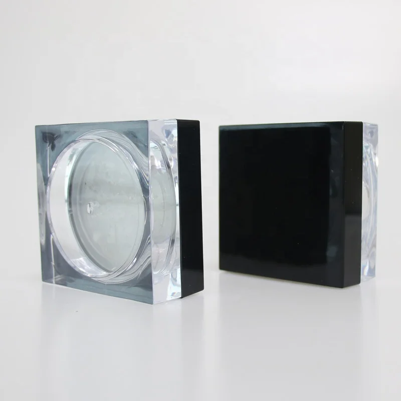 Wholesale cosmetic packaging 15g  clear acrylic loose powder container with sifter