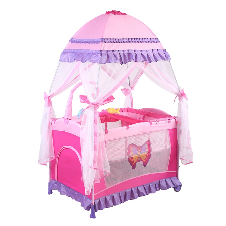 Wholesale Products Toddler Folding Cot Camas Para Ninas Crib Bed Baby Girl Portable Folding Baby Bed With Net Mosquito